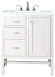 Addison 30" Single Vanity Cabinet, Glossy White, Carrara Marble, Three-Hole