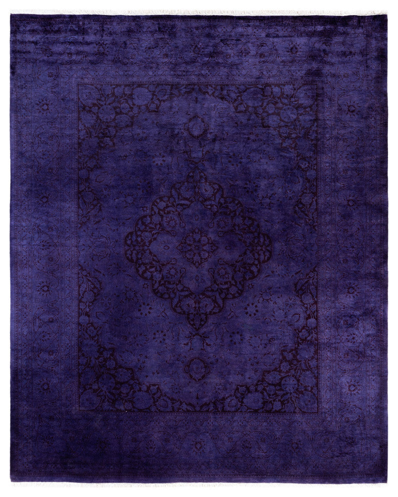 Overdyed One-of-a-Kind Hand-Knotted Area Rug Purple, 8' 2" x 10' 4"