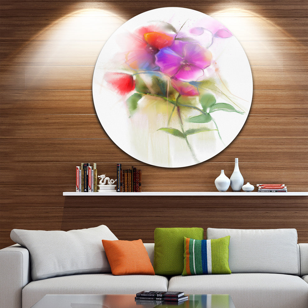 Bunch Of Colorful Orchid Flowers, Flower Disc Metal Artwork, 23"