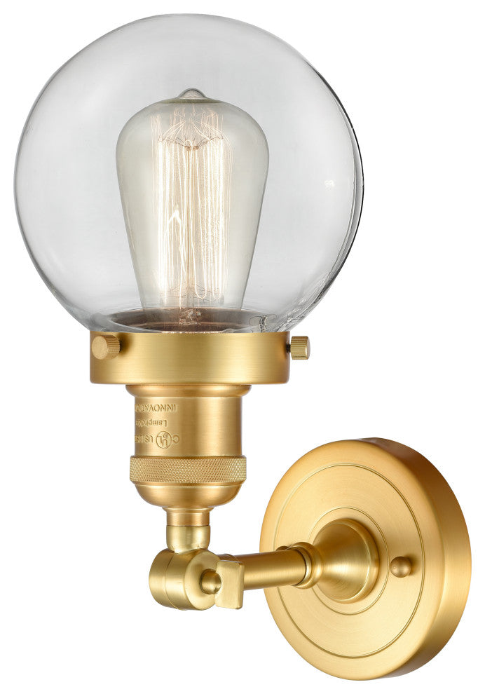 Beacon Sconce, Satin Gold, Clear