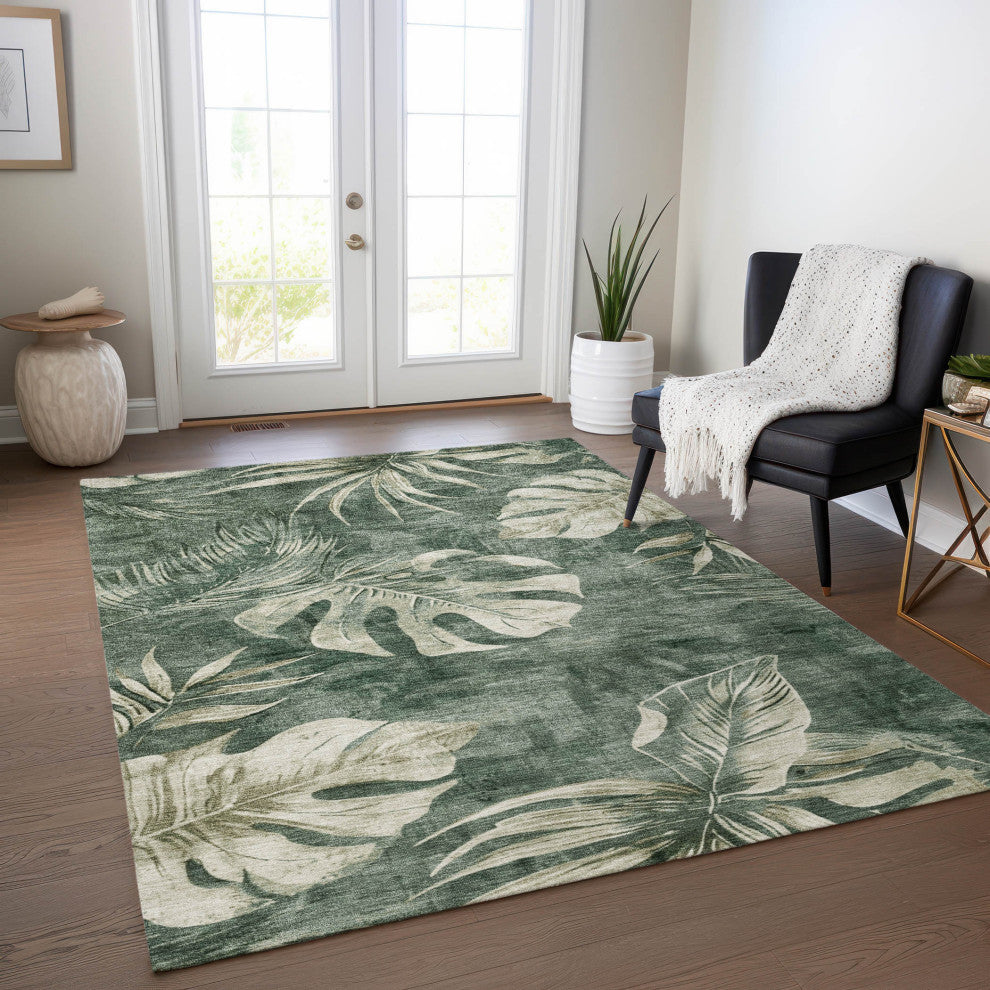 Machine Washable Indoor/Outdoor Chantille ACN1887 Fern 3' x 5' Rug