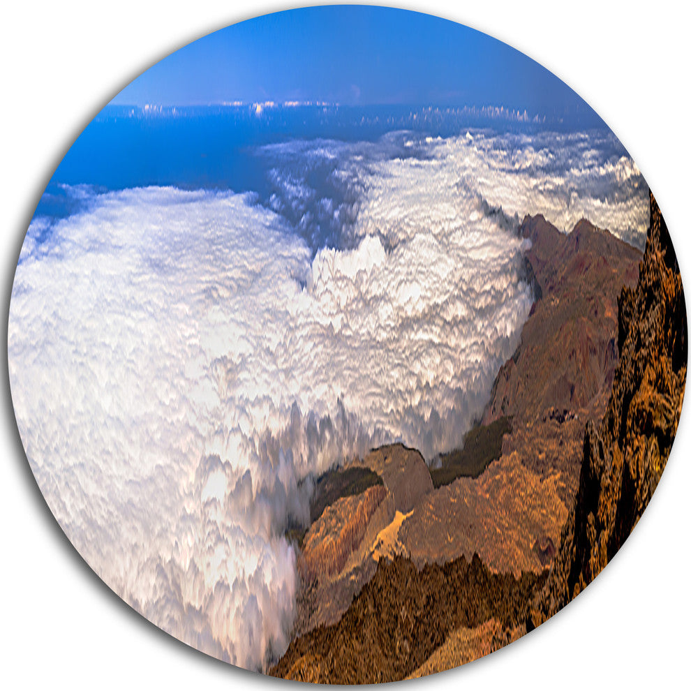 Teide View Panoramic, Seascape Photo Disc Metal Artwork, 11"