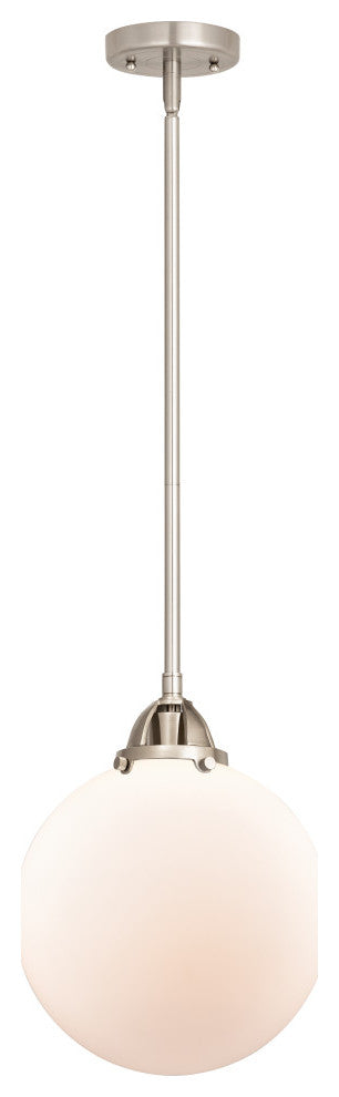 Beacon Mini Pendant, Brushed Satin Nickel, Matte White, Matte White