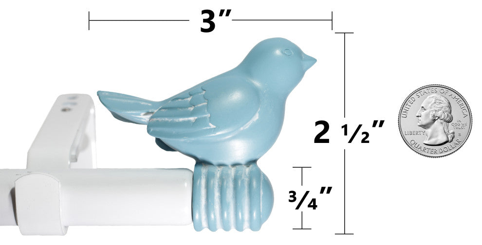 3/4" Bird Adjustable Curtain Rod, Blue, 48"-84"