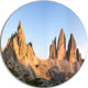 Tre Cime And Monte Paterno At Sunset, Landscape Round Artwork, 38"