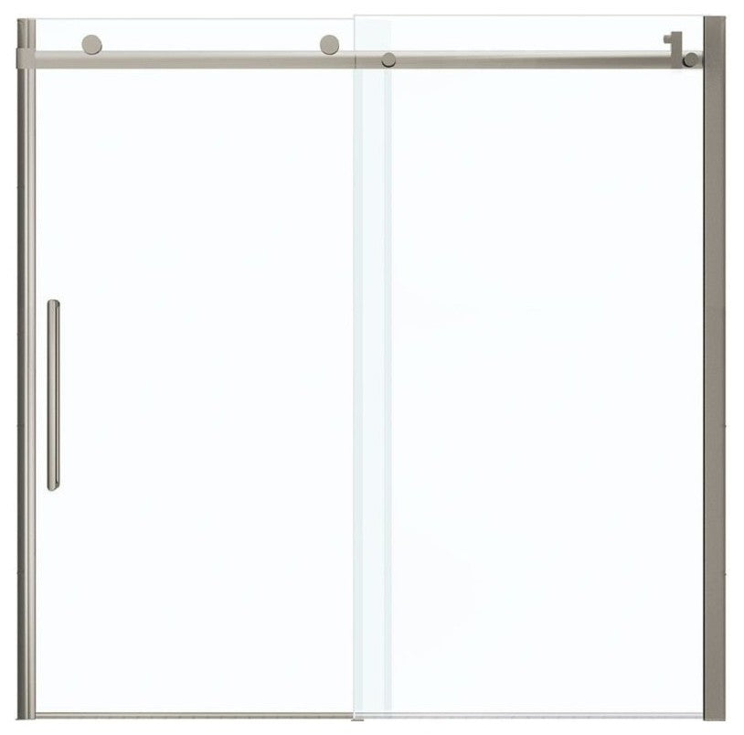 MAAX Halo Frameless Slider Tub Door with Clear Glass, Brushed Nickel
