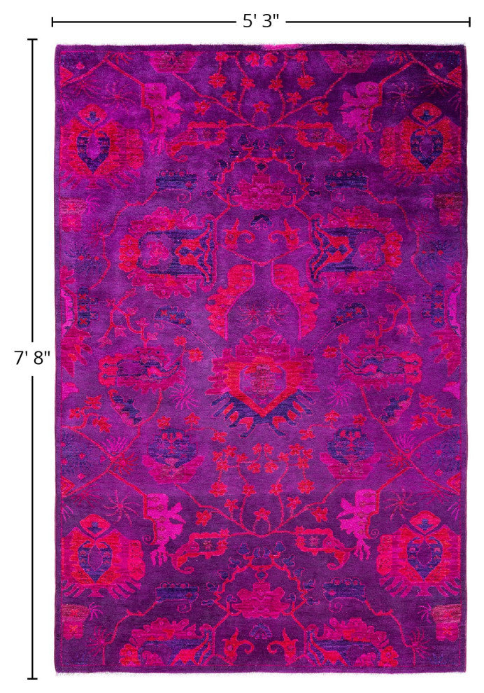 Vibrance One-of-a-Kind Hand-Knotted Area Rug Purple, 5' 3" x 7' 8"