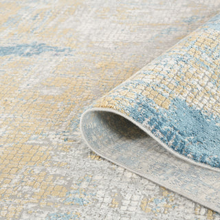 Haleena Alerra Gold/Blue Polyester Blend Area Rug, 8'6"x11'6"