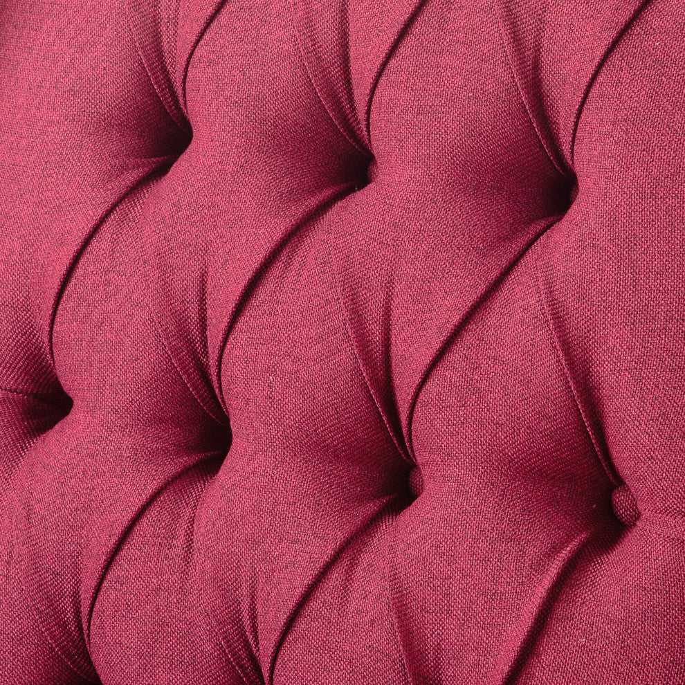 27" Wide Tufted Fabric Wingback Chair, Wine Red