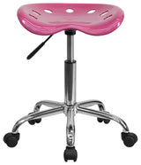 Beautiful Tractor Seat and Chrome Stool, Pink