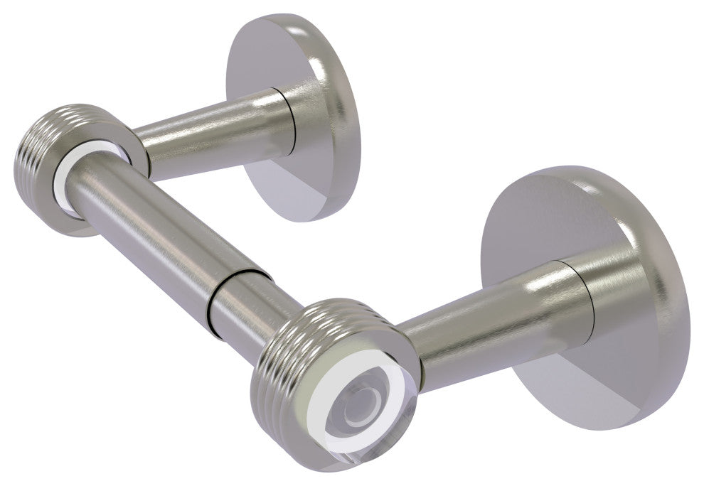 Clearview Two Post Toilet Tissue Holder with Groovy Accents, Satin Nickel