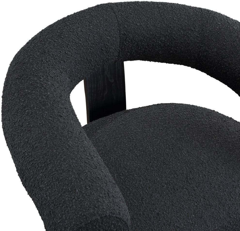 Winston Boucle Fabric Upholstered Accent Chair, Black, Black Finish