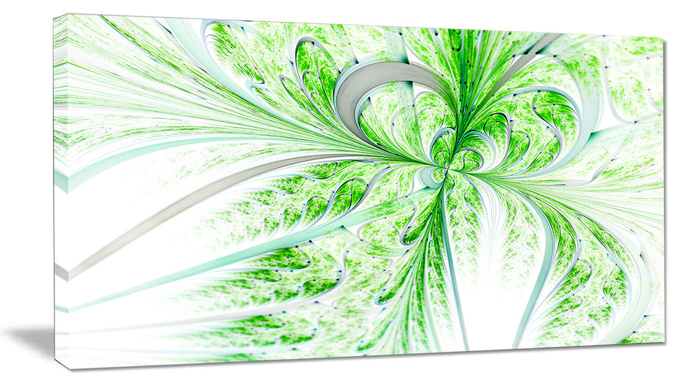 "Green Grungy Floral Fractal Shapes" Floral Wall Art Canvas, 40"x20"