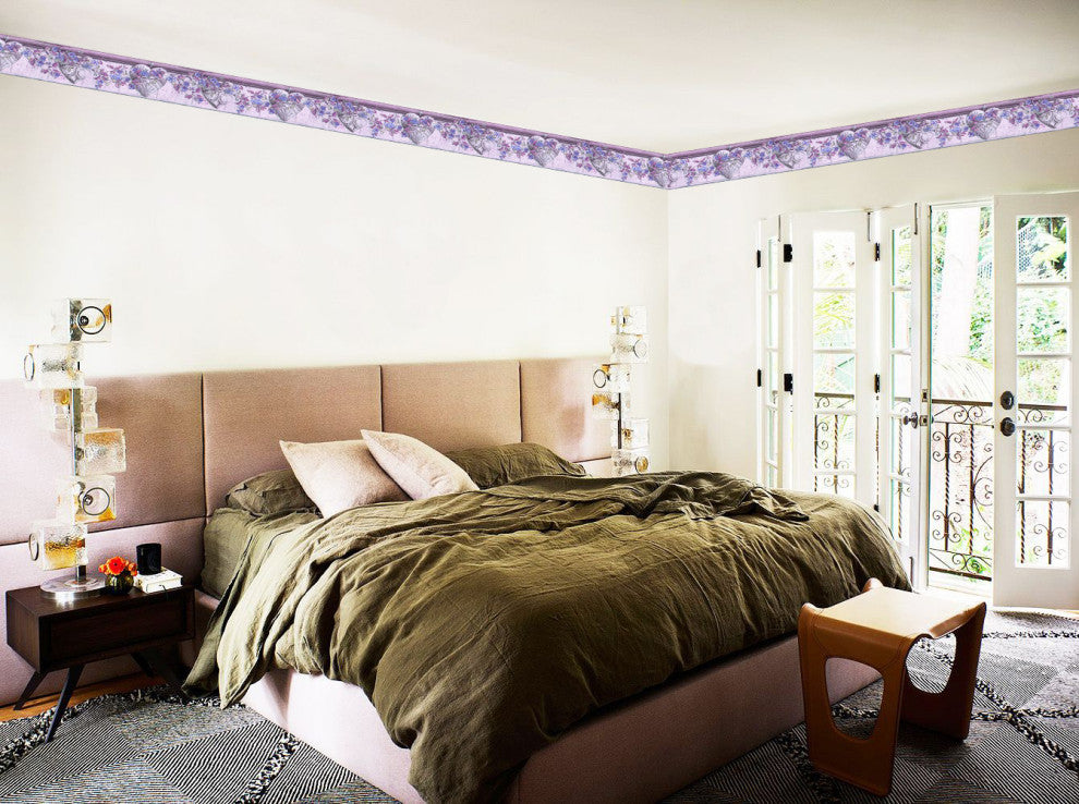 Flowers, Hearts Peel and Stick Wallpaper Border 15'x7"