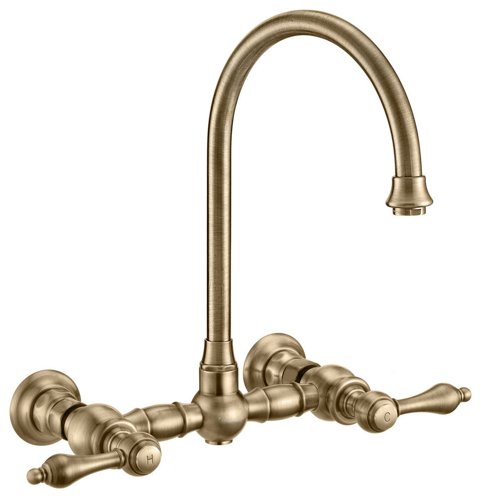 Vintage III Plus Wall Mount Faucet With a Long Gooseneck Swivel Spout, Lever Ha