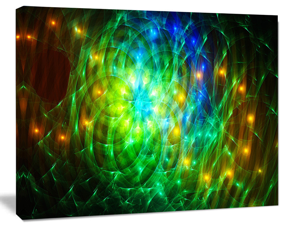 Green Fractal Symphony of Colors, Oversized Abstract Canvas Art Print, 60x40