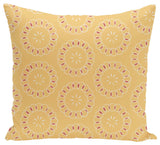 Happiness Is? Floral Print Pillow, Lemon, 18"x18"
