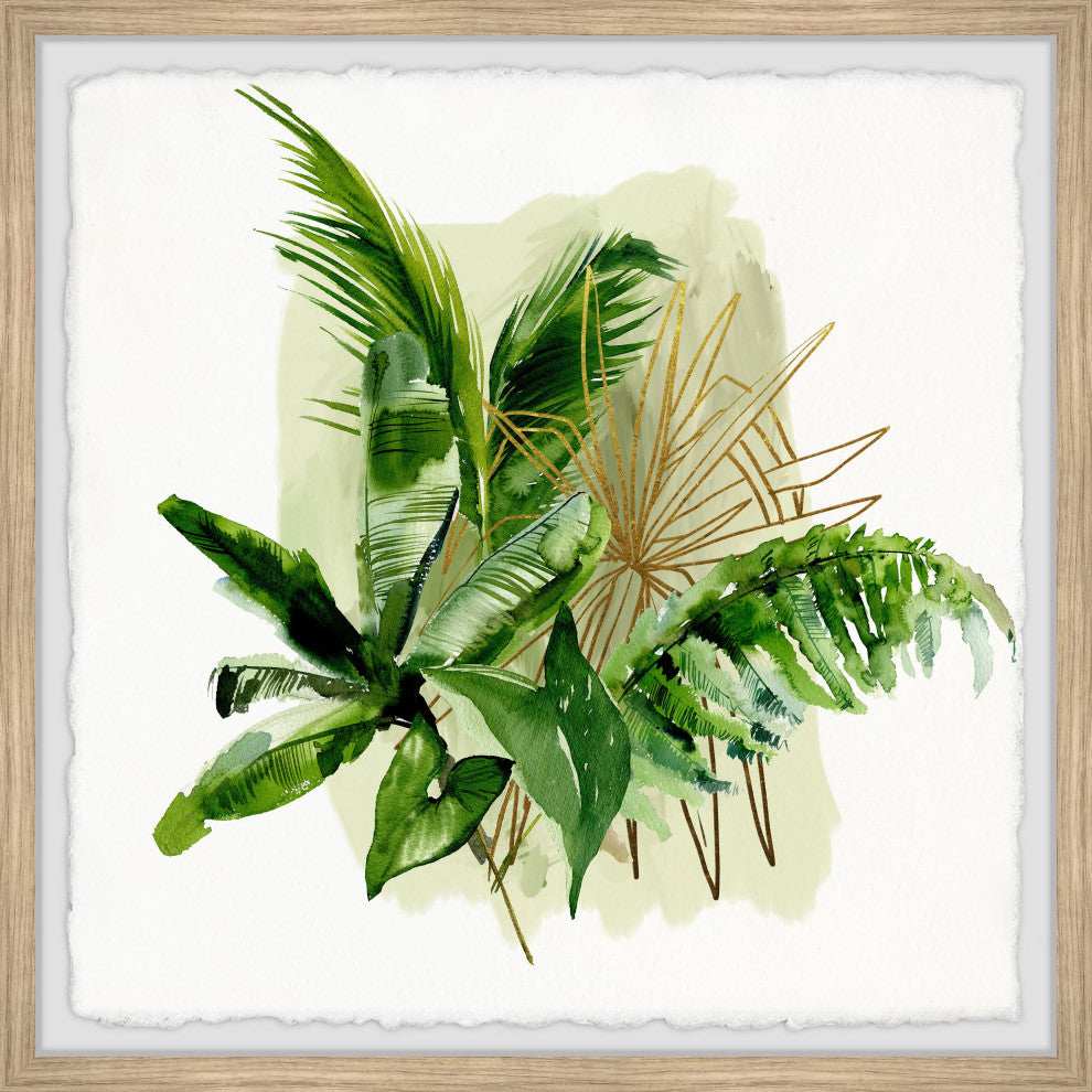 "Flawless Tropical Leaves" Framed Painting Print, 32x32
