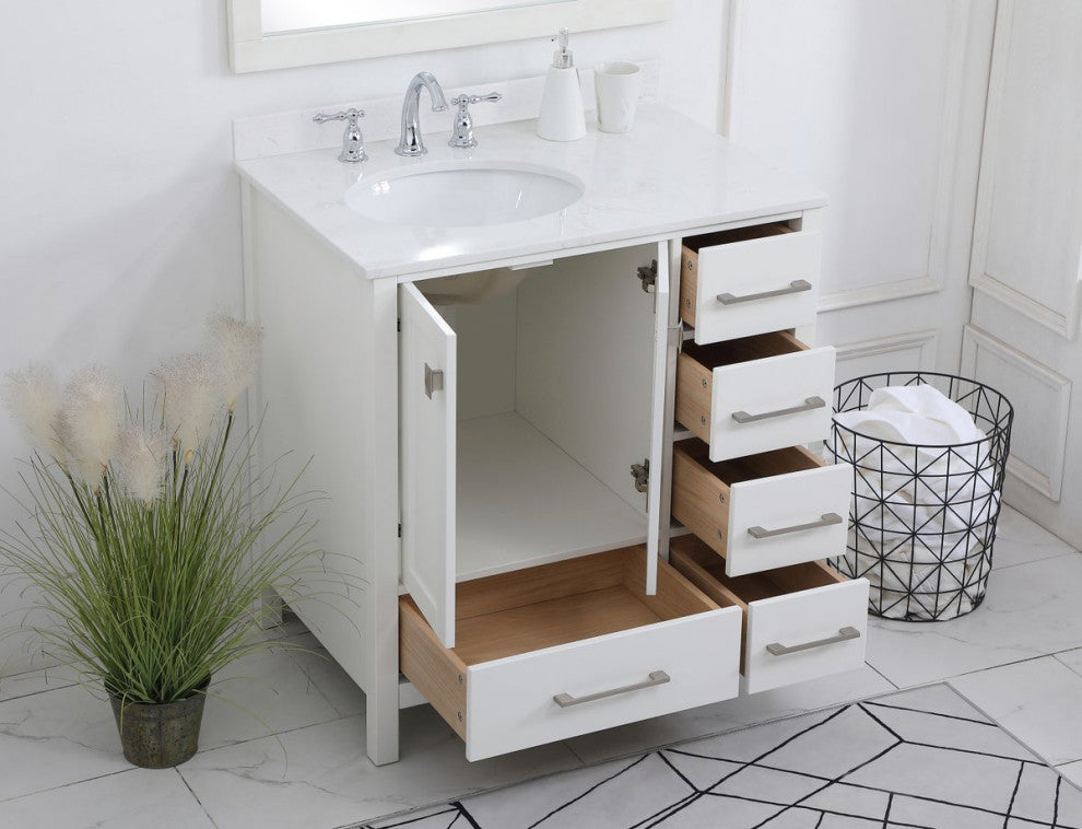 Iris 32" Single Bathroom Vanity, White With Backsplash
