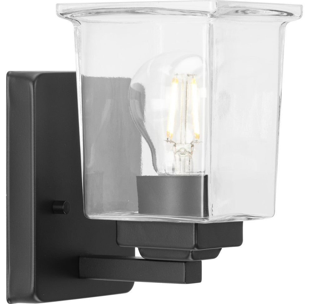 Gilmour Collection 1-Light Matte Black Clear Glass Bath Vanity Light