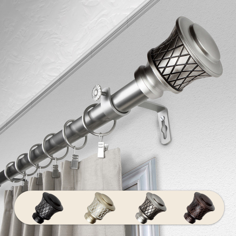 Alina 1" Curtain Rod, Satin Nickel, 48-84"