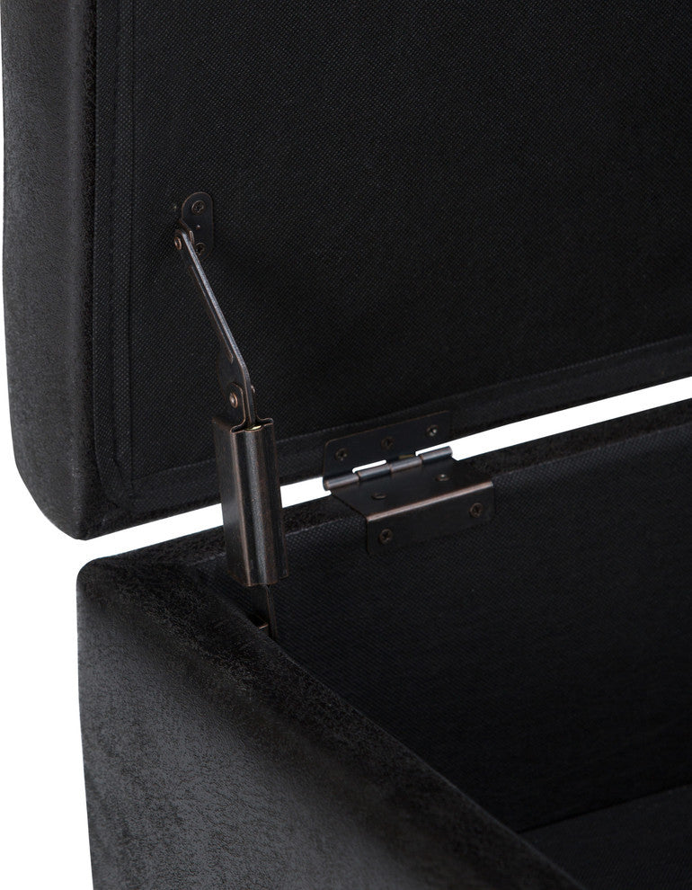 Owen Coffee Table Storage Ottoman, Distressed Black