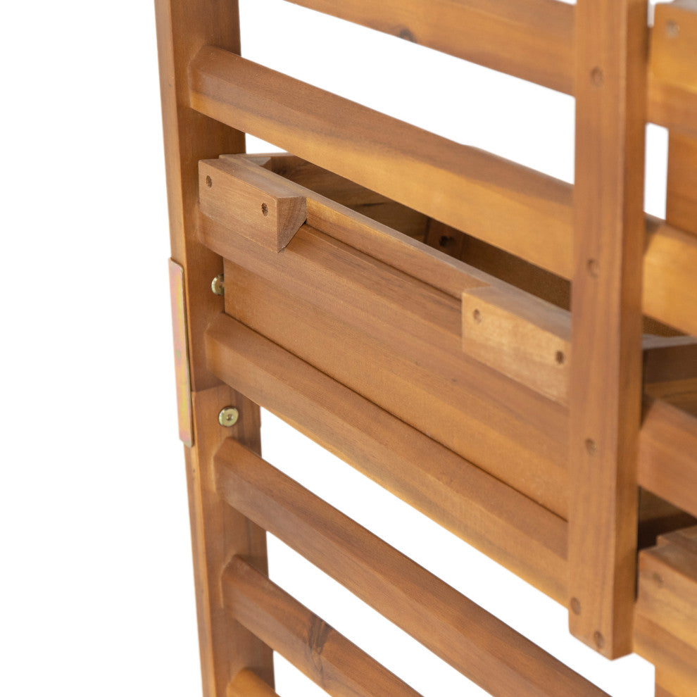 Pineview Outdoor Customizable Acacia Wood Plant Stand, Teak