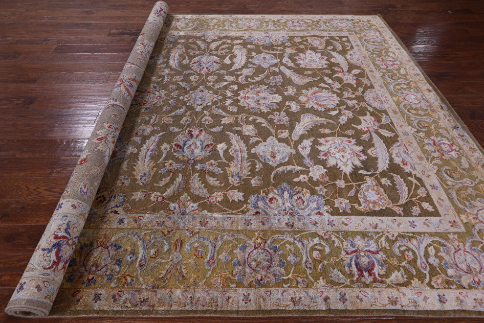 Wool and Silk Persian Hand Knotted Rug 8' 0" X 9' 9"- Q5968