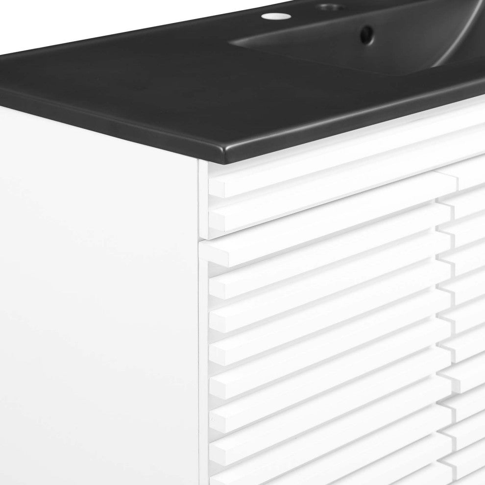 Render 48" Wall-Mount Bathroom Vanity, White Black