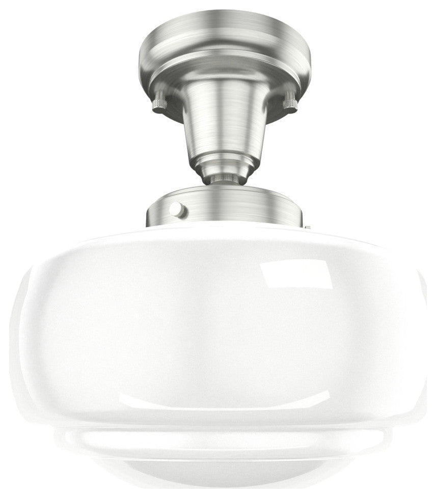 Hunter 10" Saddle Creek Brushed Nickel 1-Light Cased White Glass Pendant Fixture