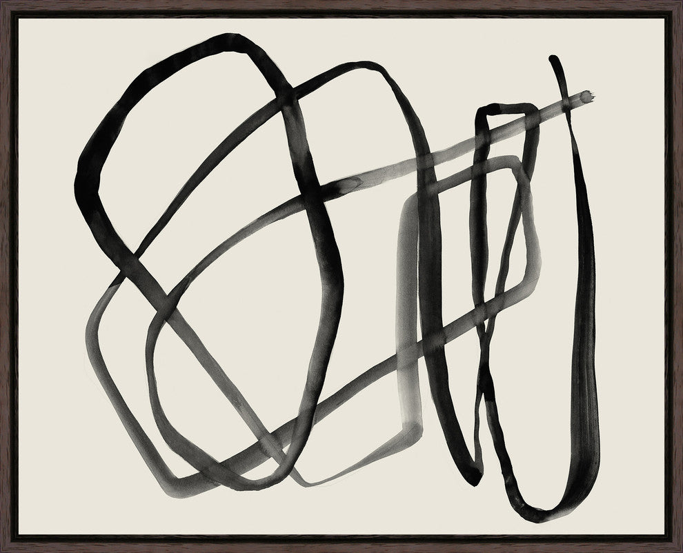 Motion in Lines I, 39.25"x31.25", Espresso Natural Wood Gallery Floater