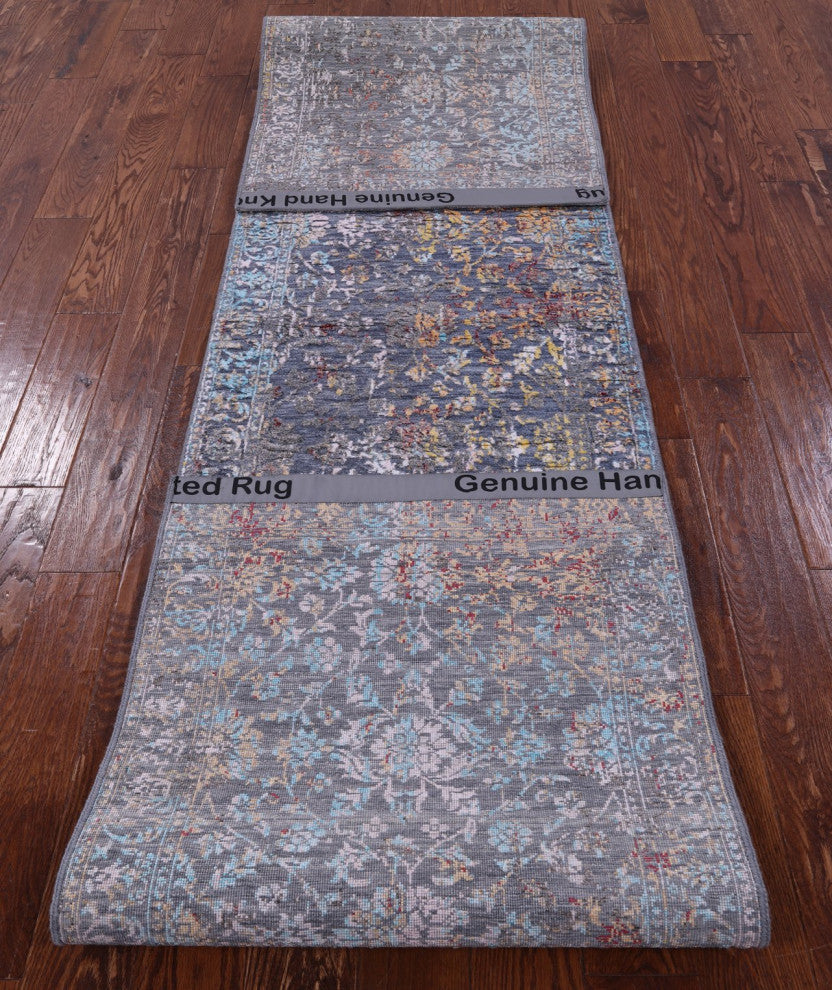 2' 7" X 12' 4" Runner Persian Handmade Wool and Silk Rug Q11833