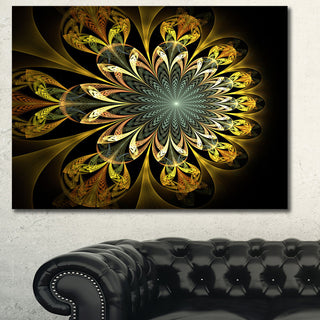 Dark Yellow Digital Flower, Abstract Wall Art Canvas, 40x30