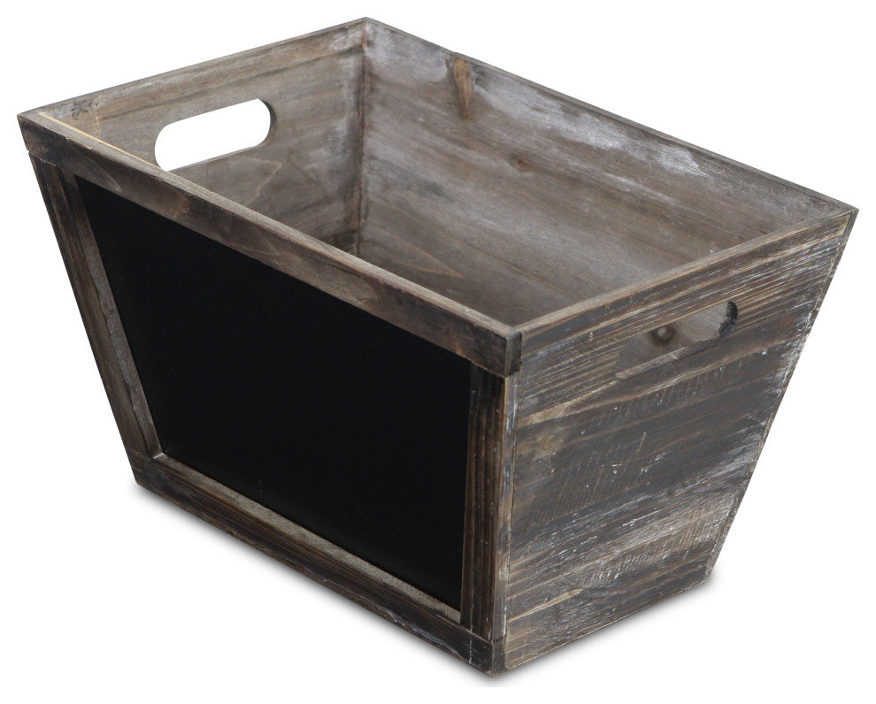 Wooden Chalkboard Storage Bin