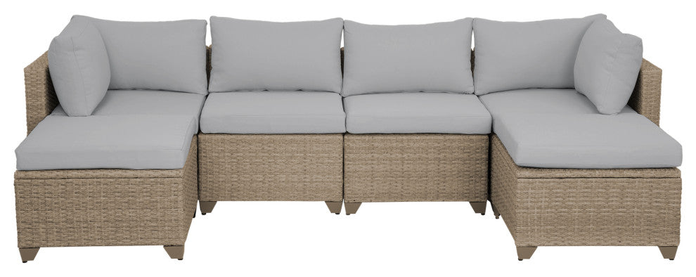 Maui 6-Piece Outdoor Conversation Set, Two Ottomans, Stone