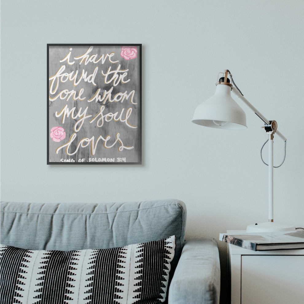 My Soul Loves Religious Floral Grey Inspiring Word Design, 24"x30"