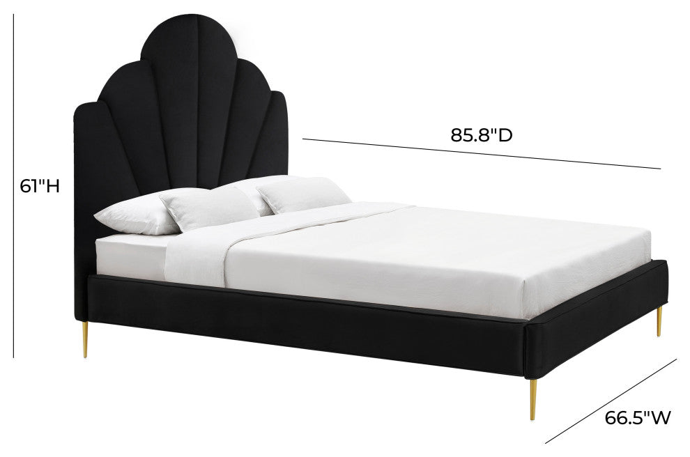 Bianca Black Velvet Bed in Queen