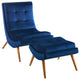 Ramp Upholstered Performance Velvet Lounge Chair and Ottoman Set Navy