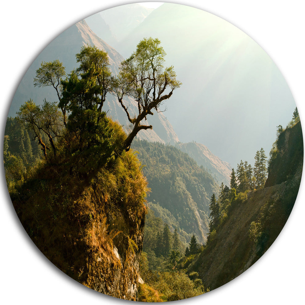 Enchanted Nepal Mountains, Landscape Photo Disc Metal Wall Art, 11"