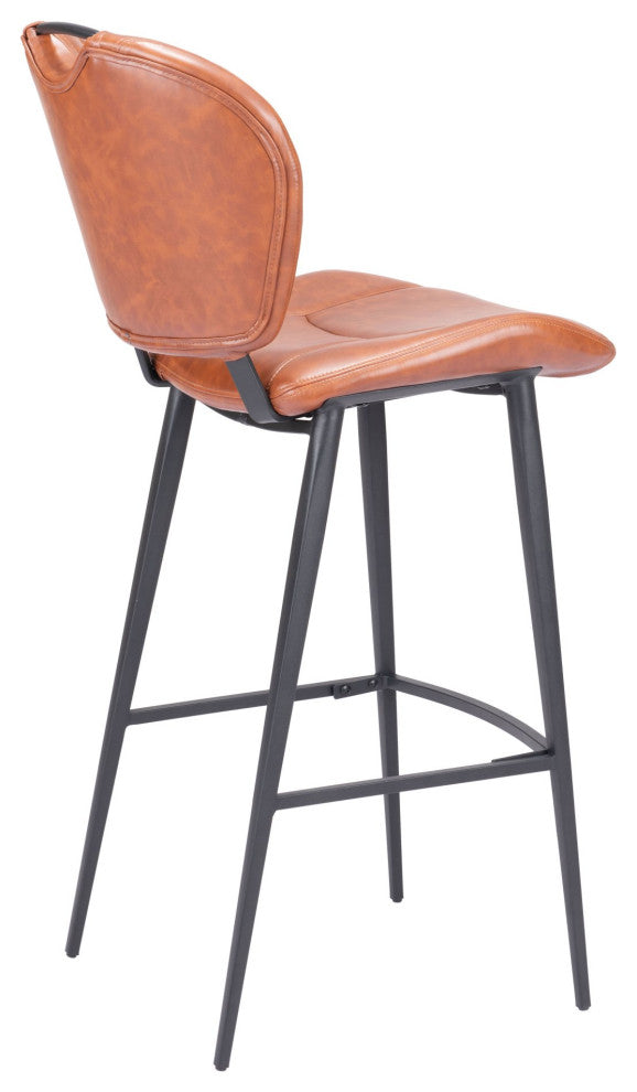 Bar Stool Chair Barstool, Faux Vinyl Leather, Steel, Vintage Brown, Black, Cafe