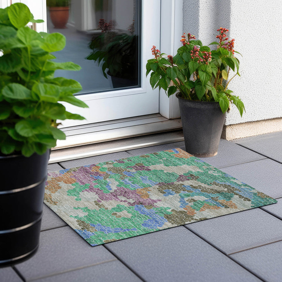 Machine Washable Indoor/Outdoor Chantille ACN1906 Green 1'8" x 2'6" Rug