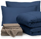 Bare Home 7-Piece Full & Full XL Bed-in-a-Bag, Dark Blue, Taupe, Full