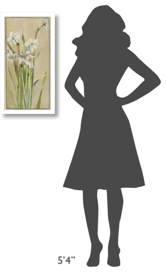 "White Narcissus with Gray Accents" Print by Hannah Borger Overbeck, 14"x26"