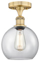 Athens-1 Light 8" Semi-Flush Mount-Brushed Brass, Clear Glass Shade