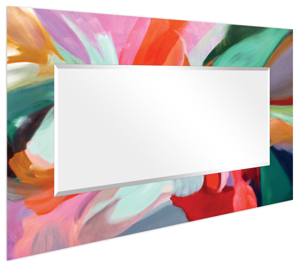 "Integrity of Chaos" Rectangular Beveled Mirror on Printed Tempered Art Glass