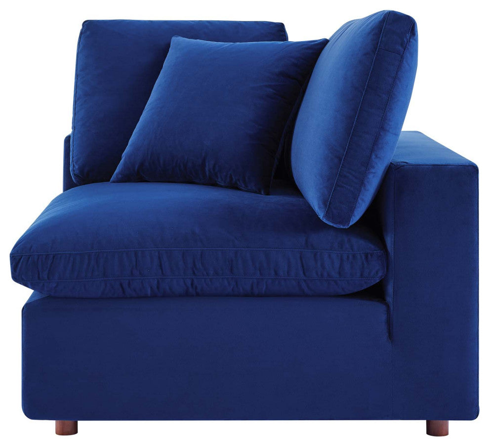 Loveseat Sofa, Velvet, Blue Navy, Modern, Living Lounge Hotel Lobby Hospitality
