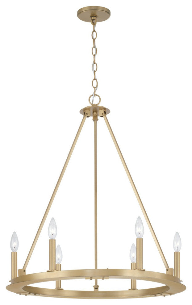 Pearson Six Light Chandelier in Aged Brass
