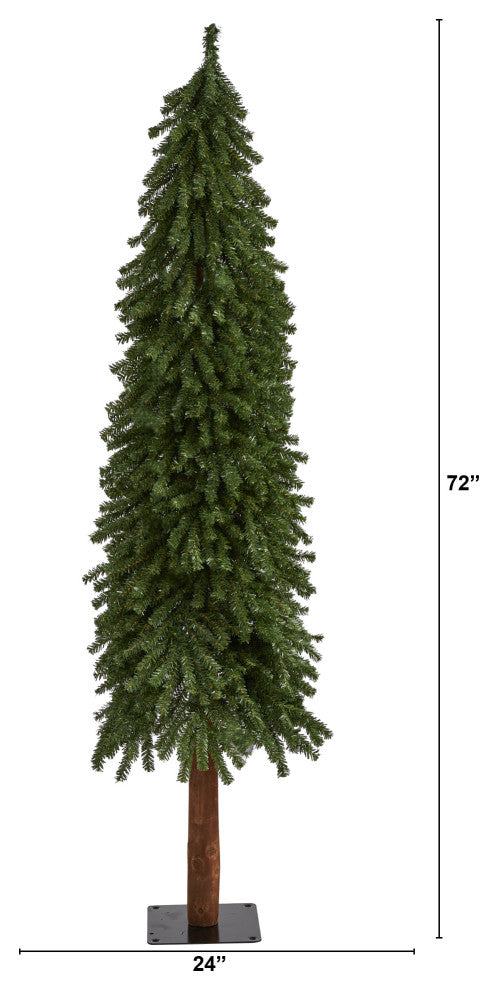 6ï¿½ Grand Alpine Christmas Tree with 601 Bendable Branches on Natural Trunk