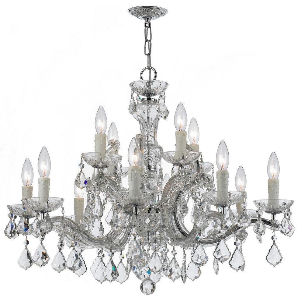 Maria Theresa 12-Light Chandelier, Polished Chrome With Clear Hand Cut Crystal
