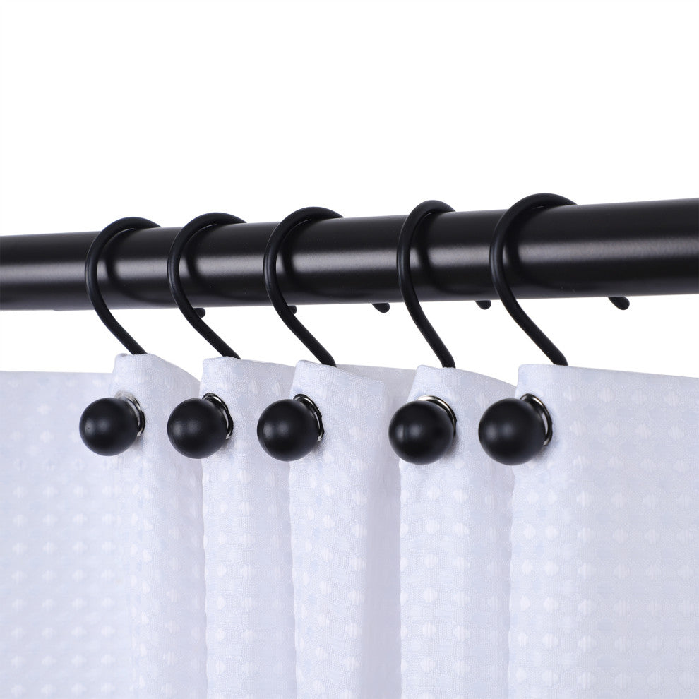 Utopia Alley Shower Hooks - Shower Curtain Rings for Bathroom, Set of 12, Black